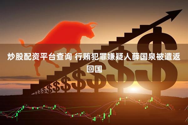 炒股配资平台查询 行贿犯罪嫌疑人薛国泉被遣返回国